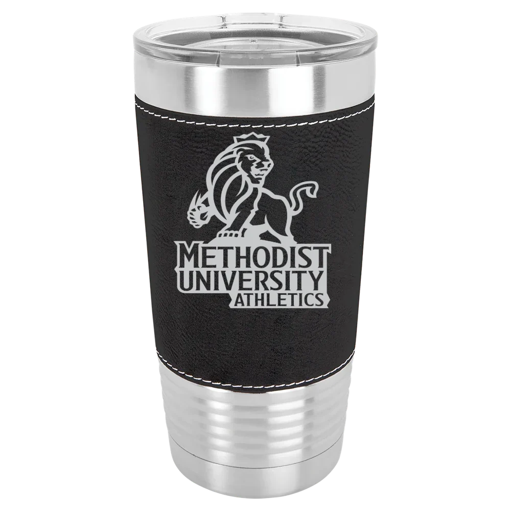 Methodist University Polar Camel 20 oz. Leatherette Grip Tumbler with Standard Lid