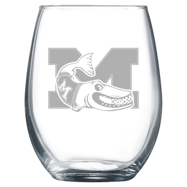 Muskingum University Polar Camel 9 oz. Stemless Wine Glass