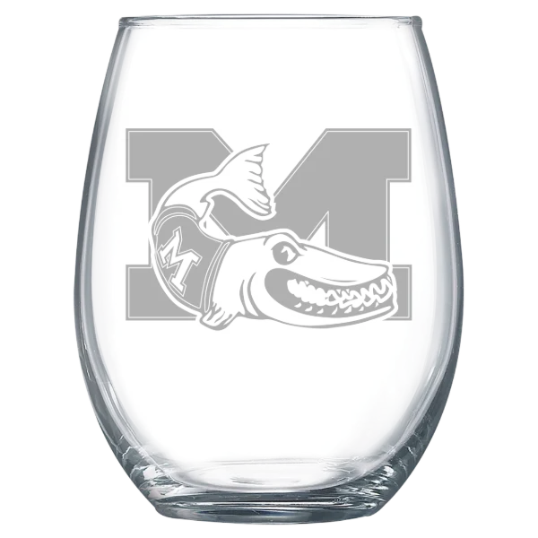 Muskingum University Polar Camel 15 oz. Stemless Wine Glass