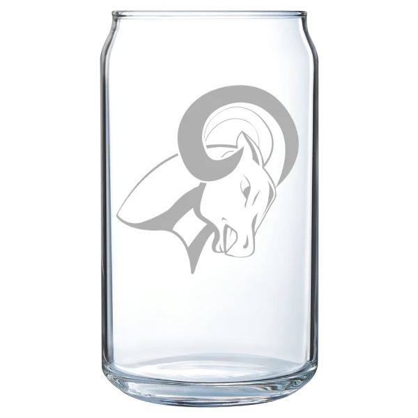 North Central University Polar Camel 16 oz. Can Glass
