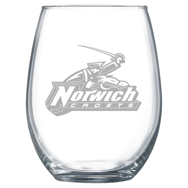 Norwich University Polar Camel 15 oz. Stemless Wine Glass