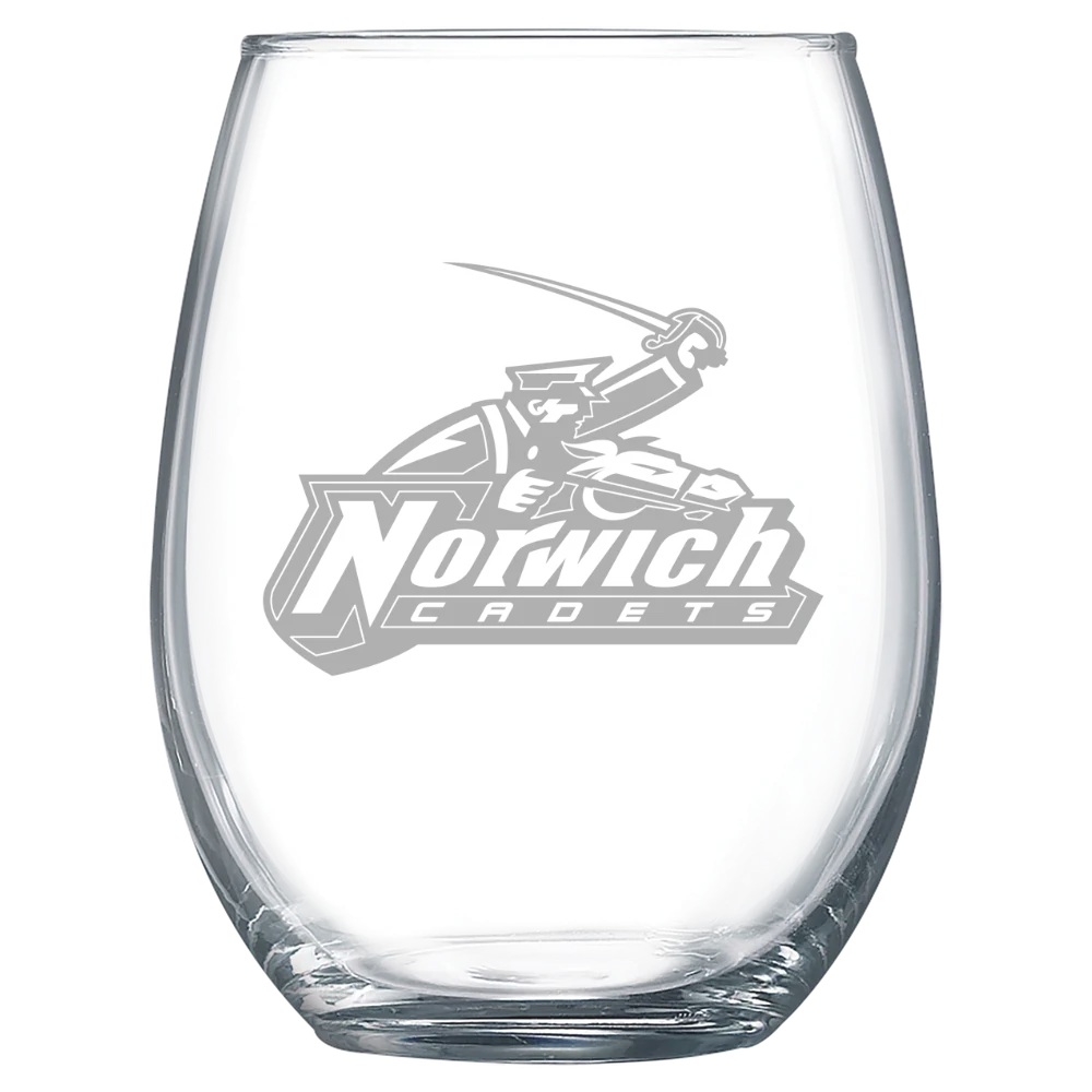 Norwich University Polar Camel 15 oz. Stemless Wine Glass