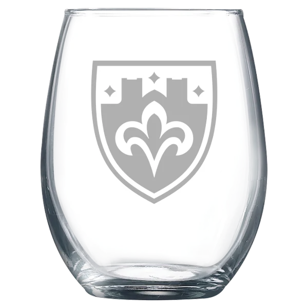 The College of St. Scholastica Polar Camel 9 oz. Stemless Wine Glass