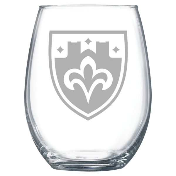 The College of St. Scholastica Polar Camel 15 oz. Stemless Wine Glass