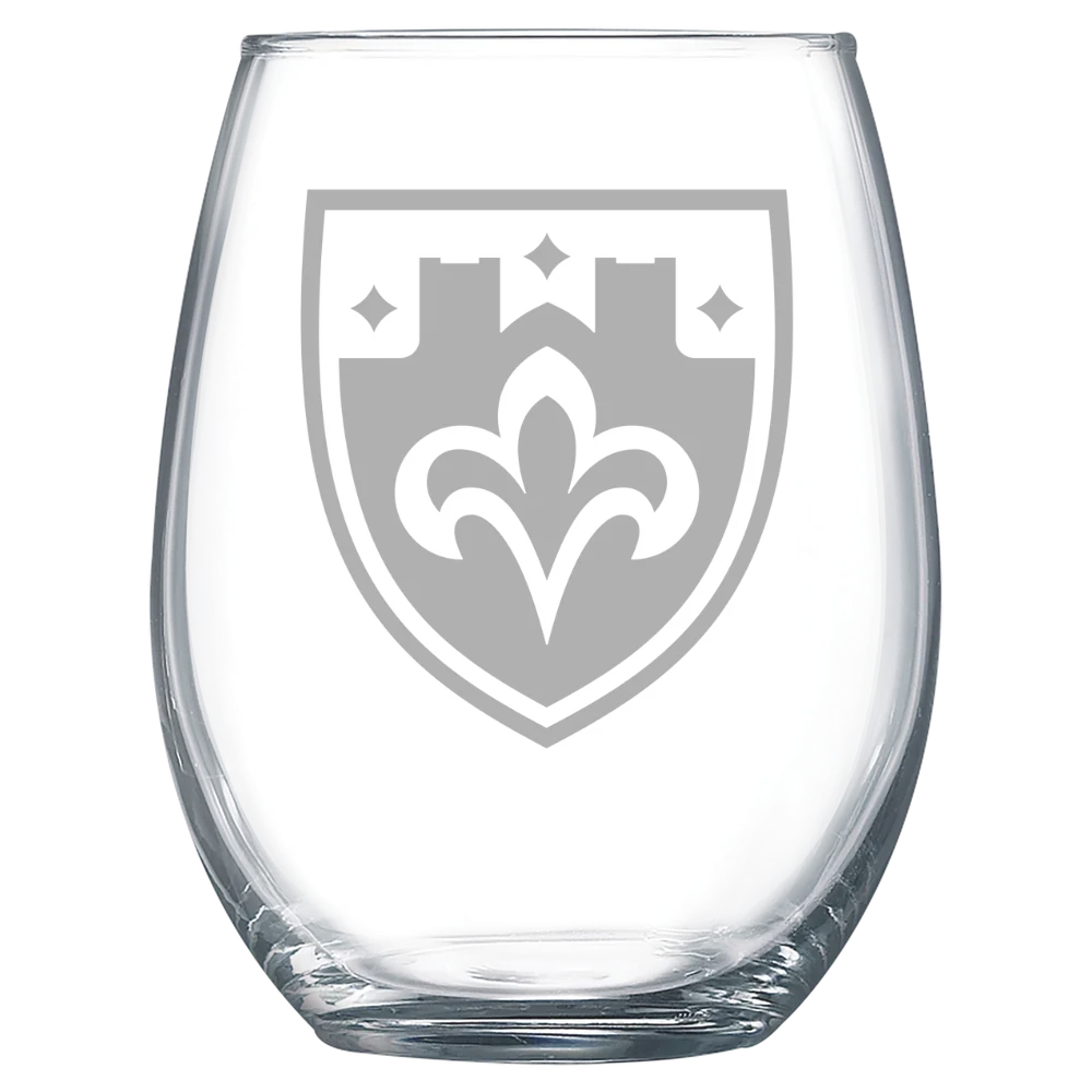 The College of St. Scholastica Polar Camel 15 oz. Stemless Wine Glass