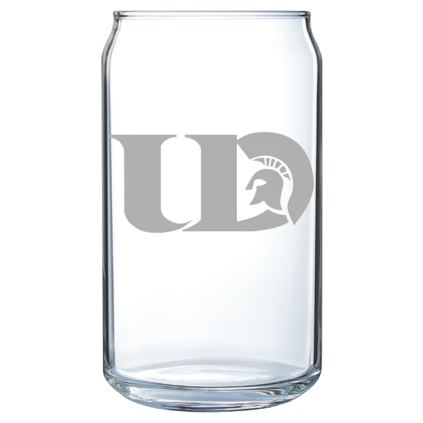 University of Dubuque Polar Camel 16 oz. Can Glass