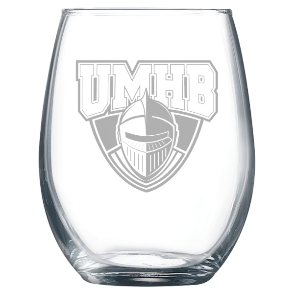 University of Mary Hardin-Baylor Polar Camel 9 oz. Stemless Wine Glass