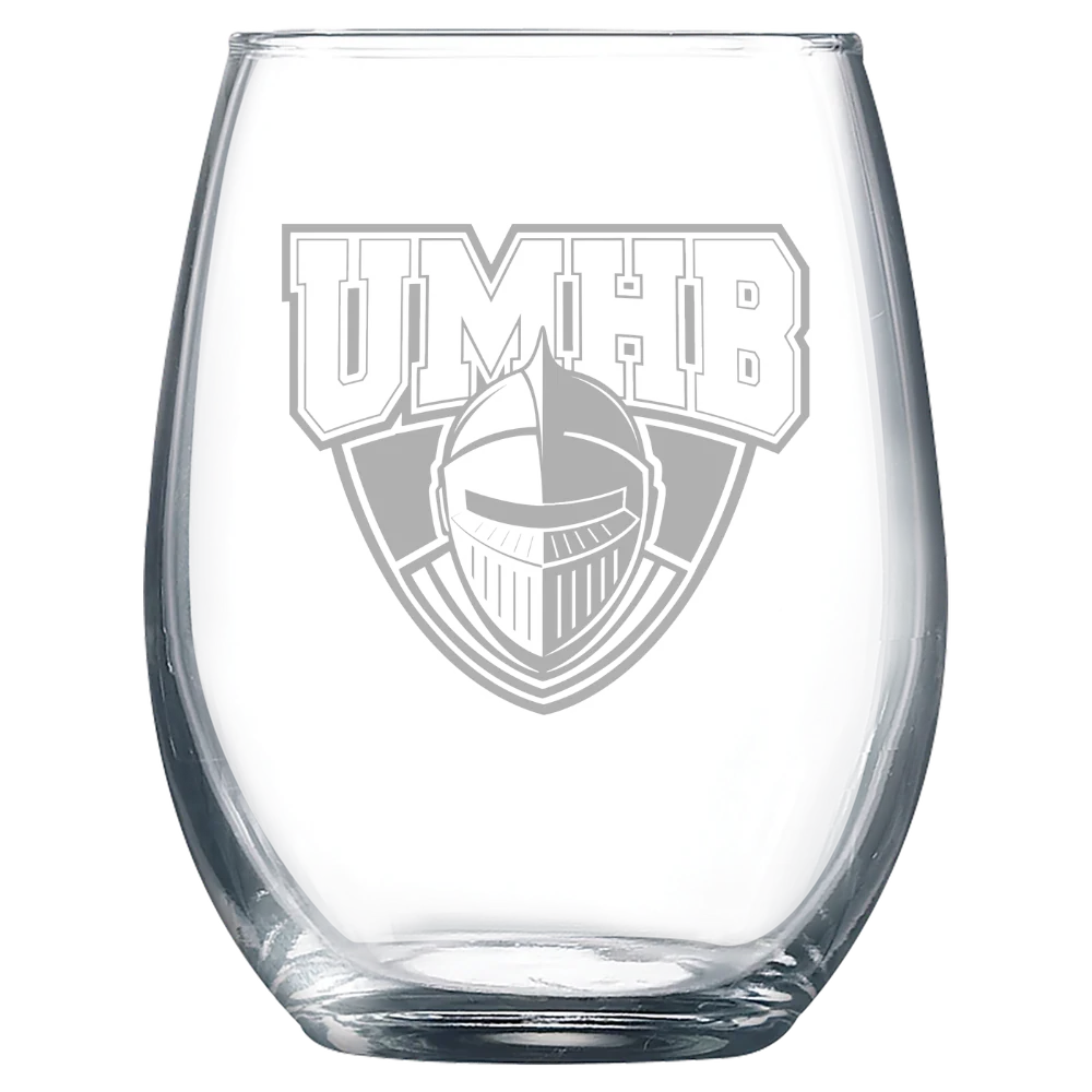 University of Mary Hardin-Baylor Polar Camel 9 oz. Stemless Wine Glass