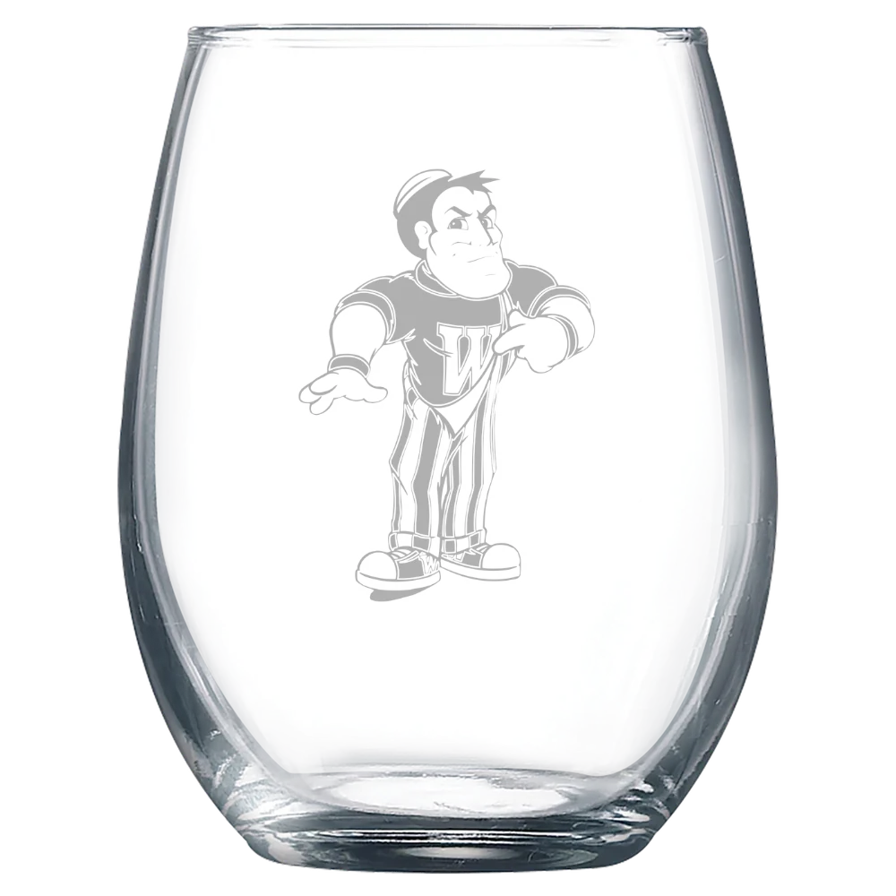 Wabash College Polar Camel 9 oz. Stemless Wine Glass
