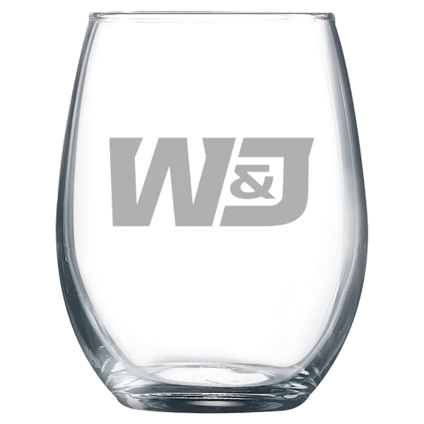 Washington and Jefferson College Polar Camel 9 oz. Stemless Wine Glass