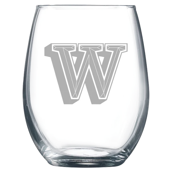 Waynesburg University Polar Camel 9 oz. Stemless Wine Glass
