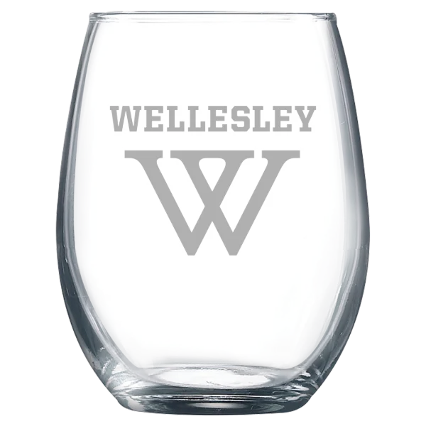Wellesley College Polar Camel 9 oz. Stemless Wine Glass