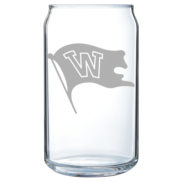 Whitworth University Polar Camel 16 oz. Can Glass