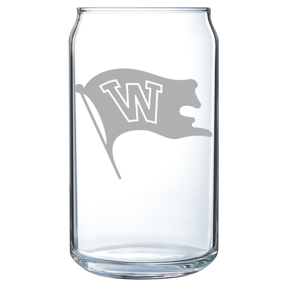 Whitworth University Polar Camel 16 oz. Can Glass