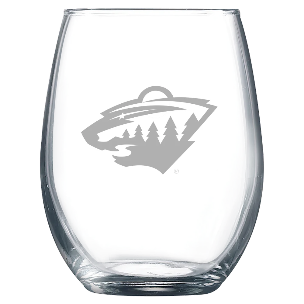 Minnesota Wild Polar Camel 9 oz. Stemless Wine Glass