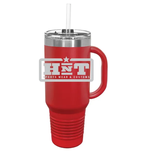 HNT Apparel – Polar Camel 40 oz. Travel Mug with Snap Lid & Straw Red