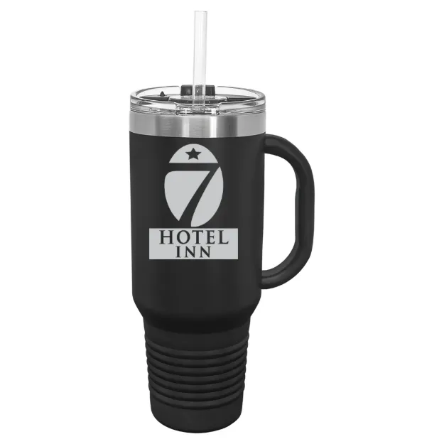 Hotel 7 Inn – Polar Camel 40 oz. Travel Mug with Snap Lid & Straw Black