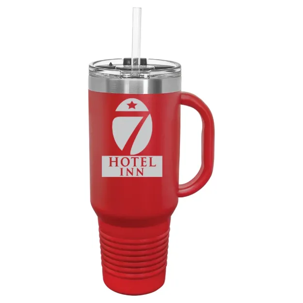 Hotel 7 Inn – Polar Camel 40 oz. Travel Mug with Snap Lid & Straw Red