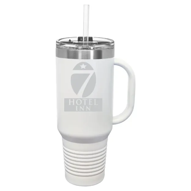 Hotel 7 Inn – Polar Camel 40 oz. Travel Mug with Snap Lid & Straw White