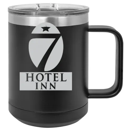 Hotel 7 Inn – Polar Camel 15 oz. Mug with Slider Lid Black