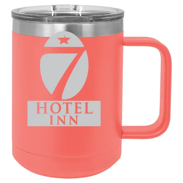 Hotel 7 Inn – Polar Camel 15 oz. Mug with Slider Lid Coral