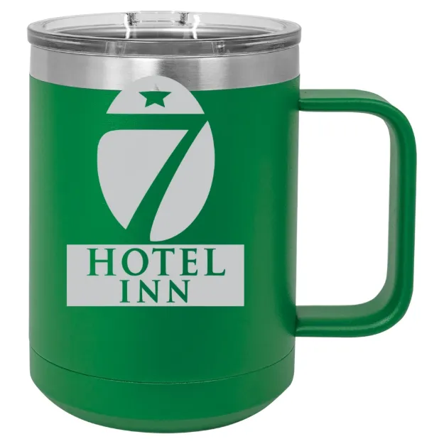 Hotel 7 Inn – Polar Camel 15 oz. Mug with Slider Lid Green