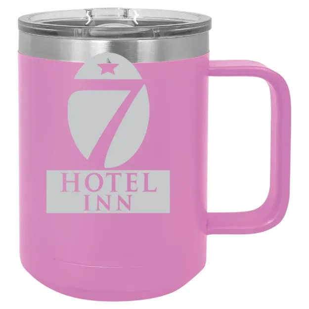 Hotel 7 Inn – Polar Camel 15 oz. Mug with Slider Lid Light Purlple