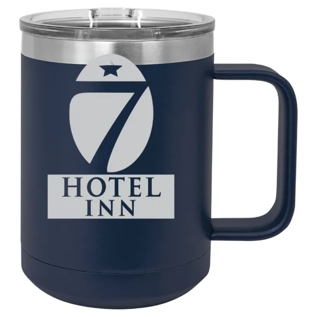Hotel 7 Inn – Polar Camel 15 oz. Mug with Slider Lid Navy Blue
