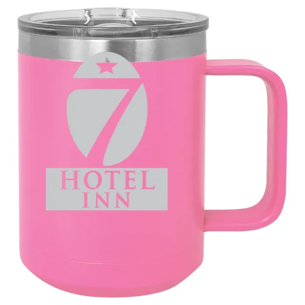 Hotel 7 Inn – Polar Camel 15 oz. Mug with Slider Lid Pink