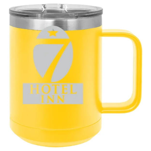 Hotel 7 Inn – Polar Camel 15 oz. Mug with Slider Lid Yellow