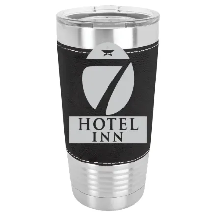 Hotel 7 Inn – Polar Camel 20 oz. Leatherette Grip Tumbler with Standard Lid Black/Silver