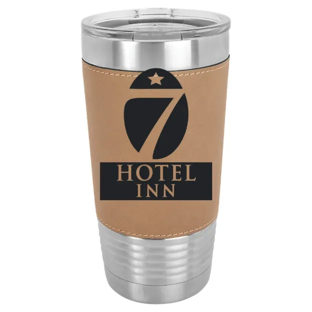 Hotel 7 Inn – Polar Camel 20 oz. Leatherette Grip Tumbler with Standard Lid Light Brown
