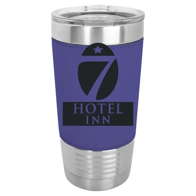 Hotel 7 Inn – Polar Camel 20 oz. Leatherette Grip Tumbler with Standard Lid Purple
