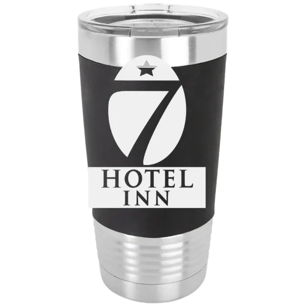 Hotel 7 Inn – Polar Camel 20 oz. Silicone Grip Tumbler with Standard Lid Black/White