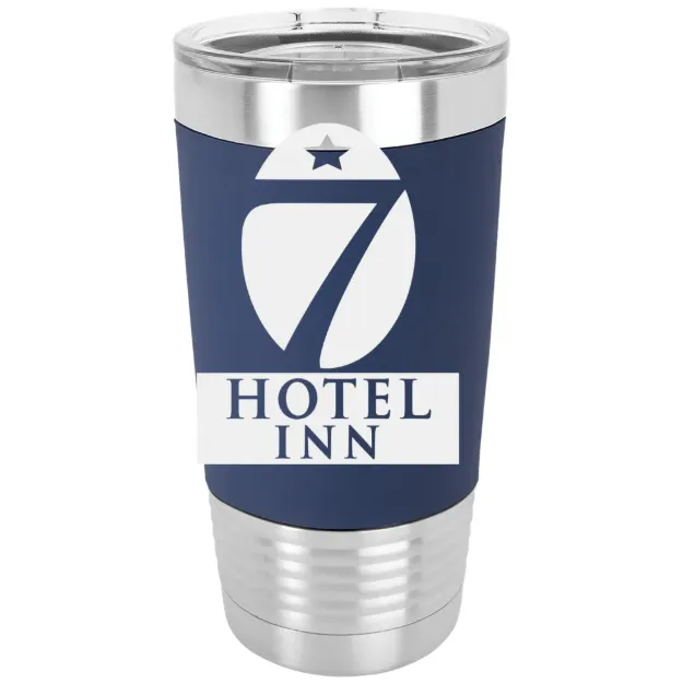 Hotel 7 Inn – Polar Camel 20 oz. Silicone Grip Tumbler with Standard Lid Navy Blue/White