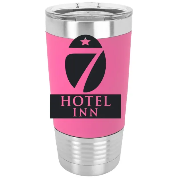 Hotel 7 Inn – Polar Camel 20 oz. Silicone Grip Tumbler with Standard Lid Pink/Black