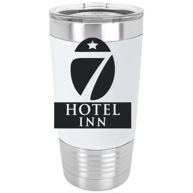 Hotel 7 Inn – Polar Camel 20 oz. Silicone Grip Tumbler with Standard Lid White/Black